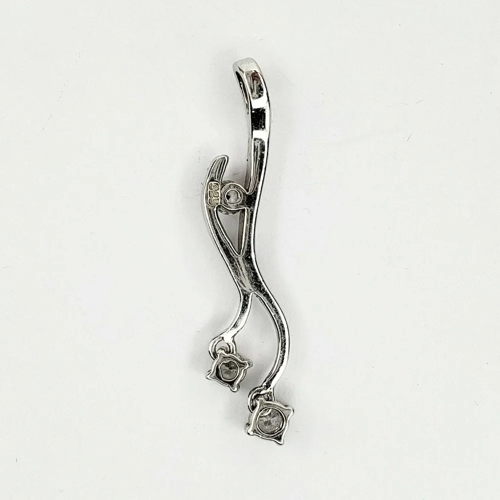 Vintage Pendant Sterling Silver 925 1.5in Silver Rhinestone Moveable Stones